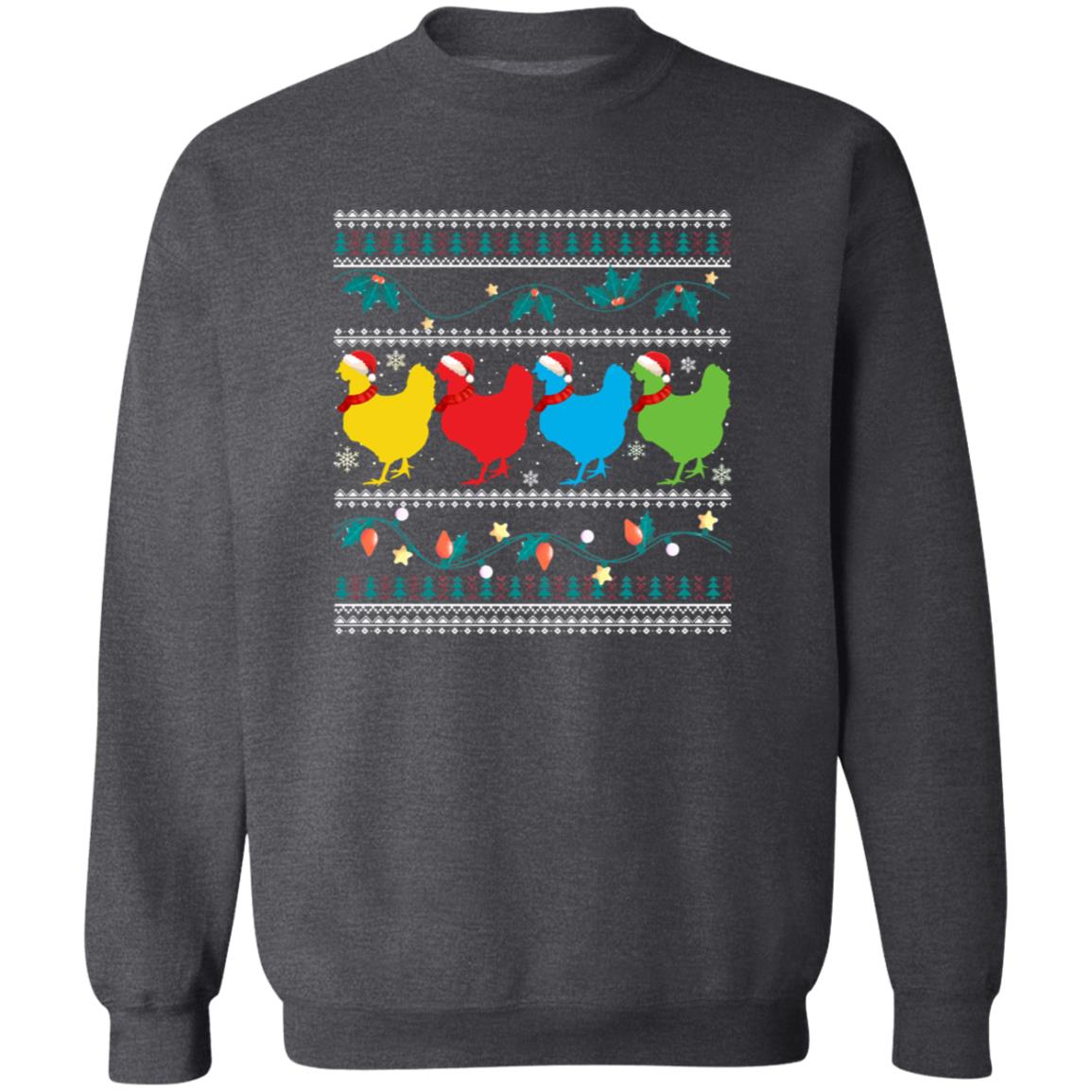 Chickens Christmas Unisex Sweatshirt Ugly sweater Black Dark Heather-Family-Gift-Planet