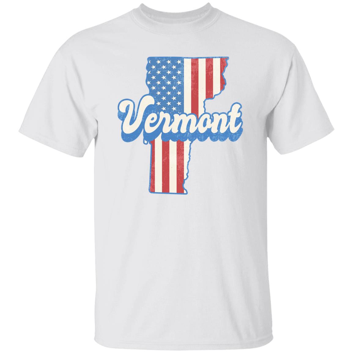 Vermont US flag Unisex T-Shirt American patriotic VT state tee White Ash Blue-White-Family-Gift-Planet