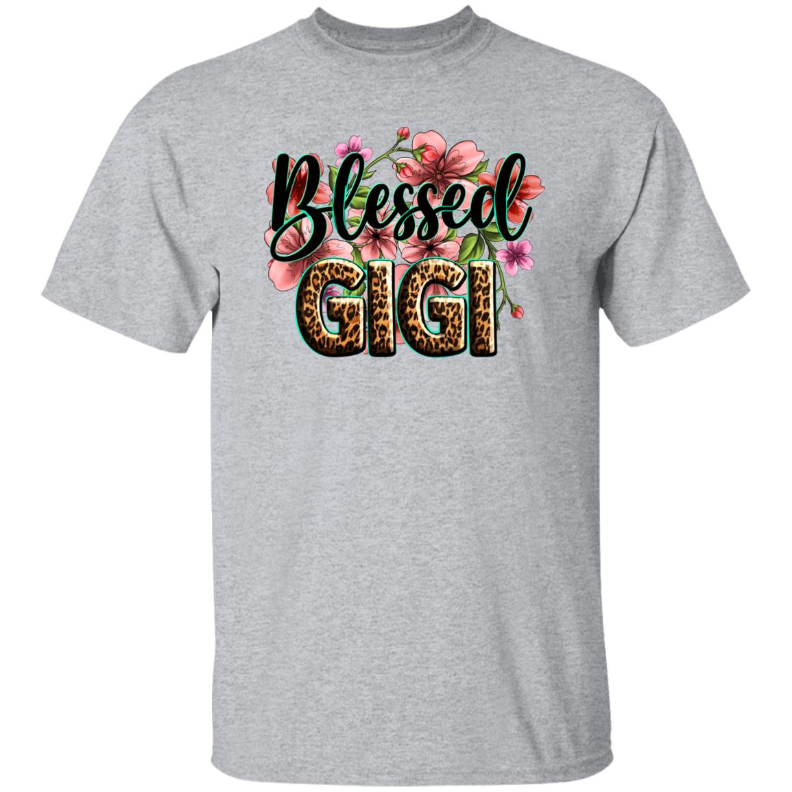 Blessed gigi T-Shirt gift Spring Blooming flowers Blessed Grandma Unisex tee Sand White Sport Grey-Family-Gift-Planet