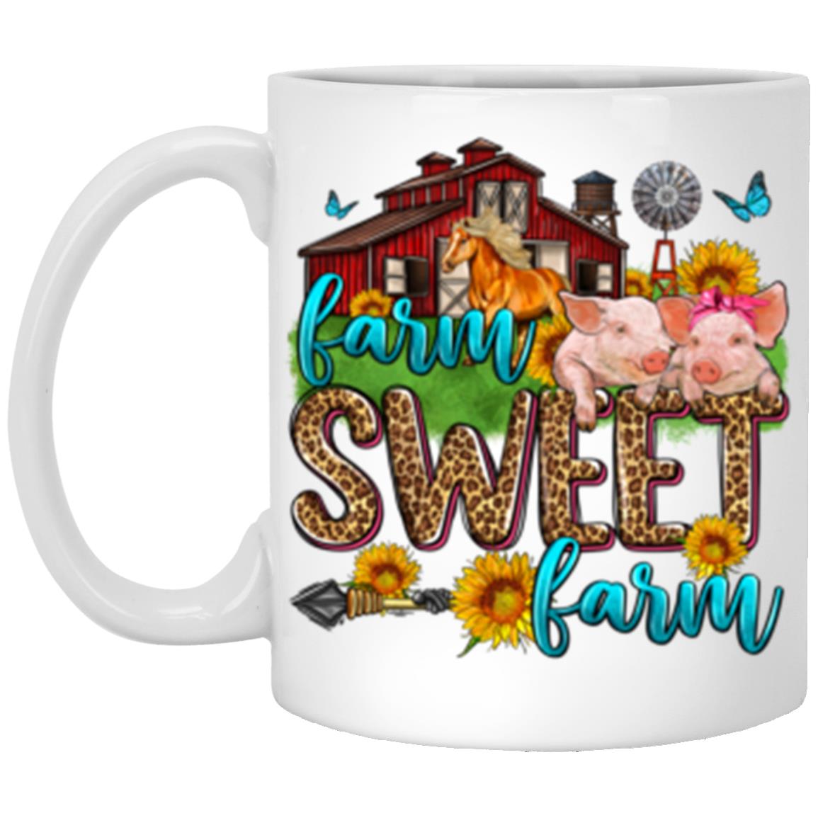 Farm sweet farm 11oz White Mug gift Farming house farmer girl cup-White-Family-Gift-Planet