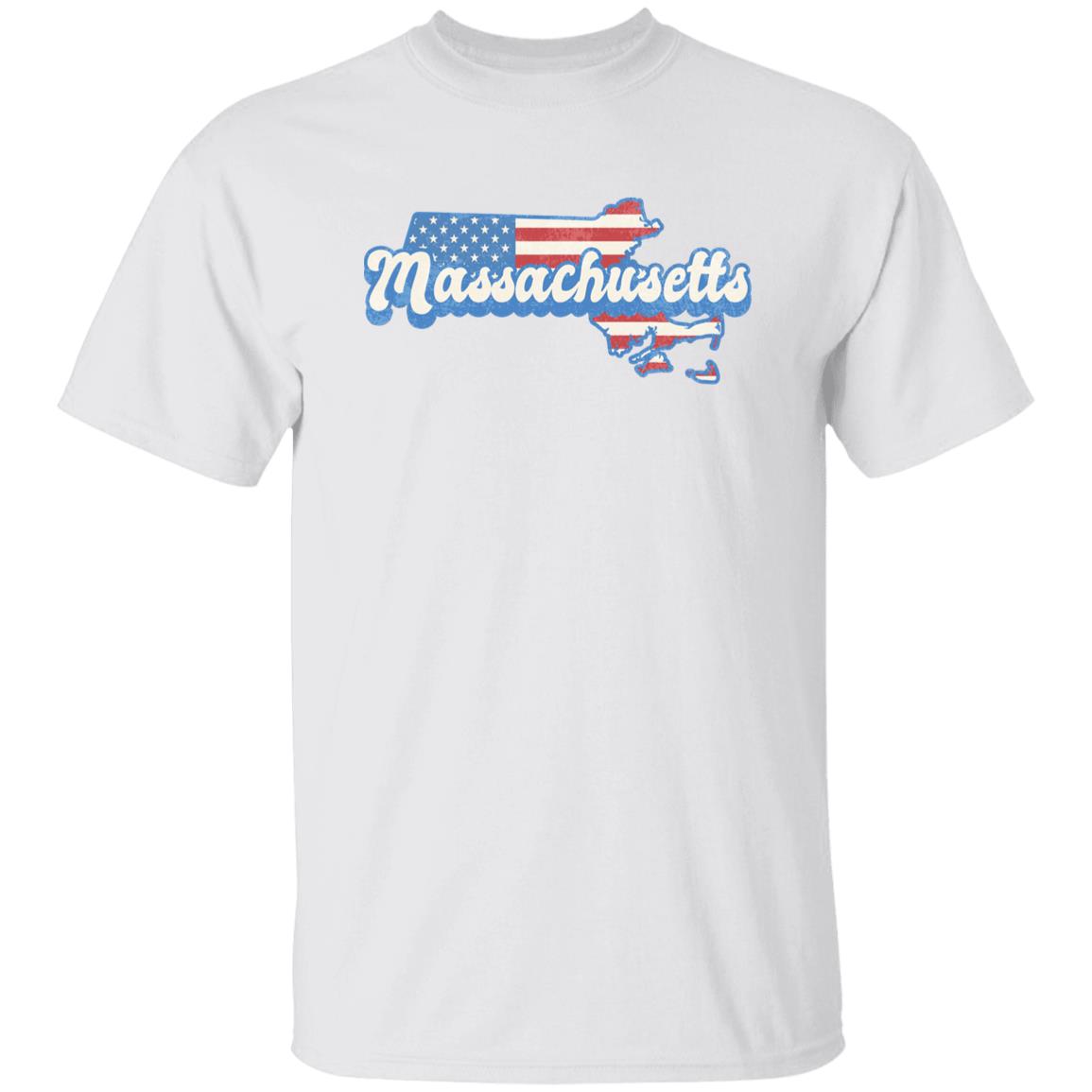 Massachusetts US flag Unisex T-Shirt American patriotic MA state tee White Ash Blue-White-Family-Gift-Planet