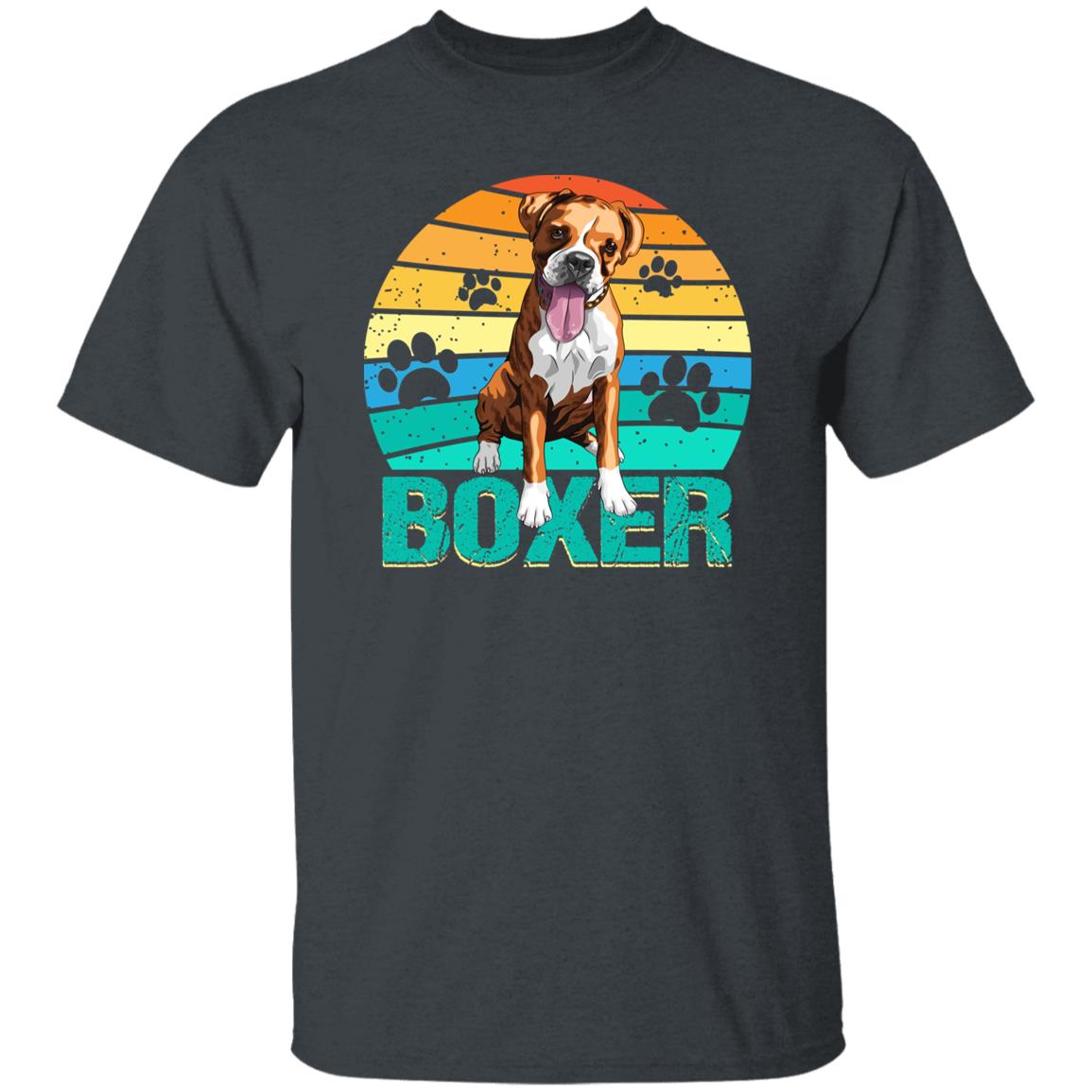 Retro Boxer T-Shirt gift Boxer paw print Dog owner dog mom Unisex Tee Black Navy Dark Heather-Dark Heather-Family-Gift-Planet