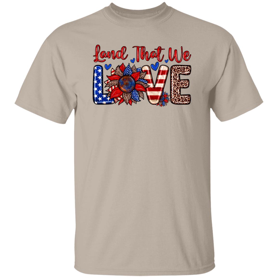 Land that we love T-Shirt gift July 4th American flag patriotic Unisex tee Sand White Sport Grey-Family-Gift-Planet