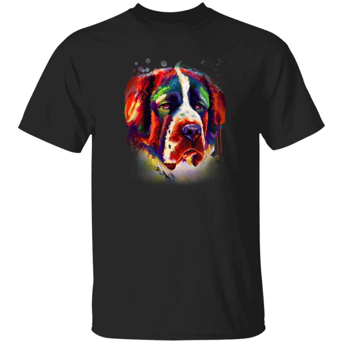 Watercolor Bernard dog Unisex shirt S-2XL black navy dark heather-Black-Family-Gift-Planet