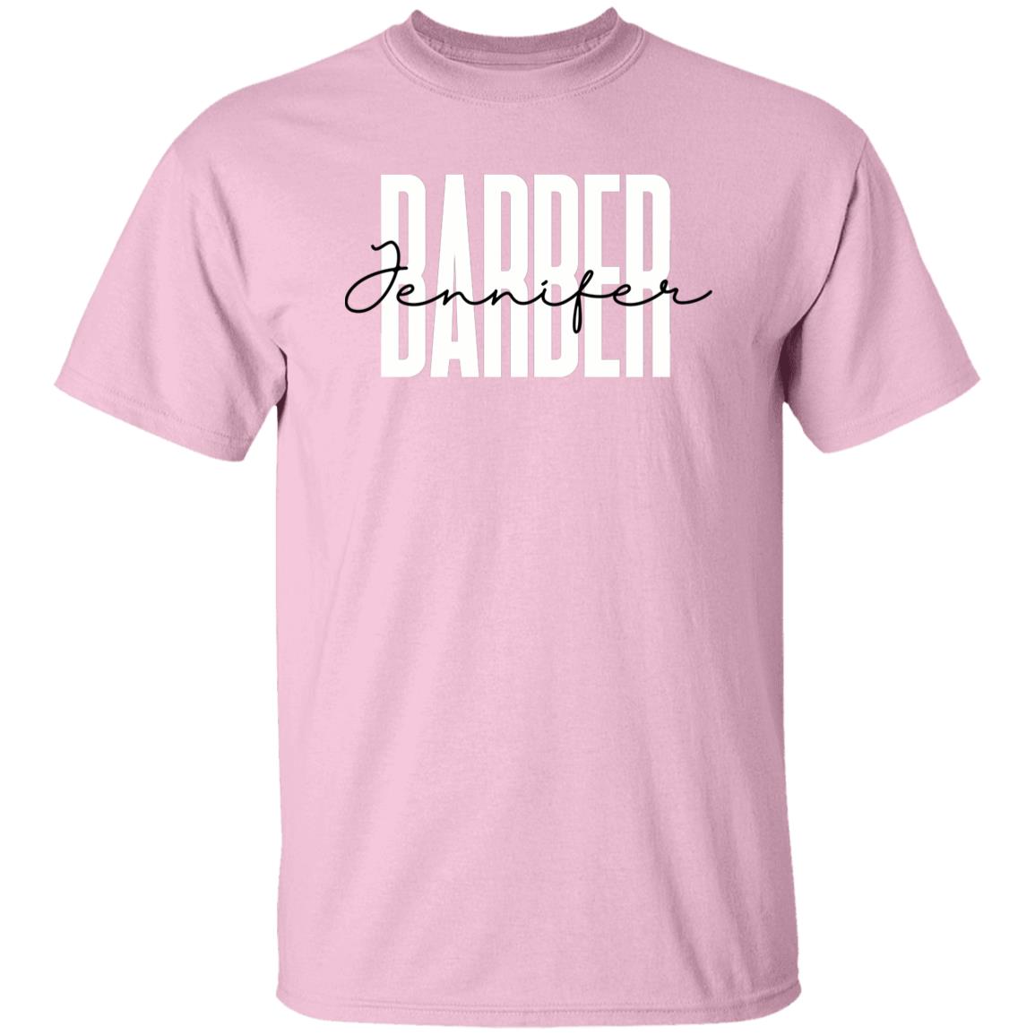 Personalized Barber Unisex T-shirt Custom name haircutter Sand Blue Pink-Family-Gift-Planet