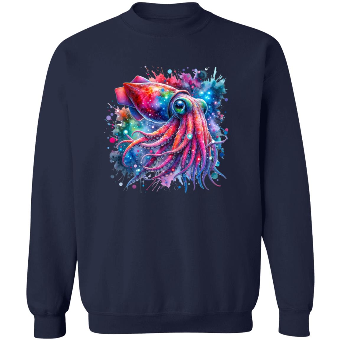 Artistic Vampire Squid Color Splash Unisex Sweatshirt Black Navy Dark Heather-Family-Gift-Planet