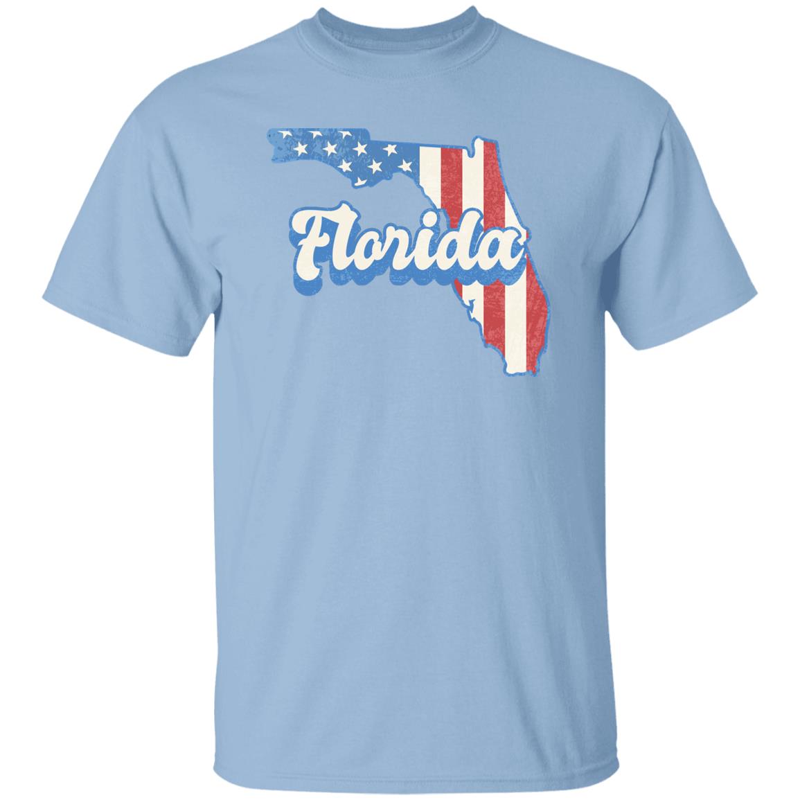 Florida US flag Unisex T-Shirt American patriotic Florida state tee White Ash Blue-Light Blue-Family-Gift-Planet