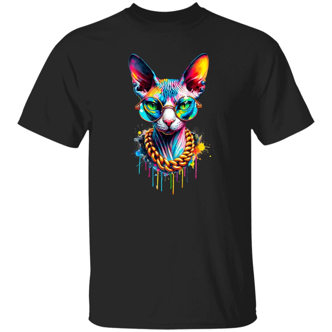 Sphynx hip style Color Splash Unisex T-shirt Black Navy Dark Heather-Family-Gift-Planet