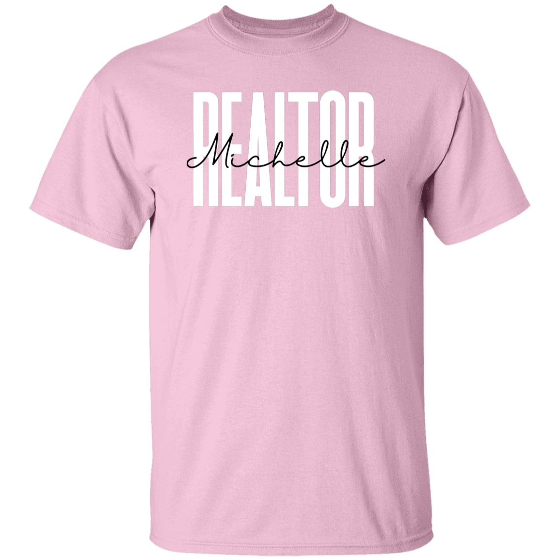 Personalized realtor T-shirt gift Custom name Real estate agent broker homegirl Unisex Tee Sand Pink Light Blue-Family-Gift-Planet