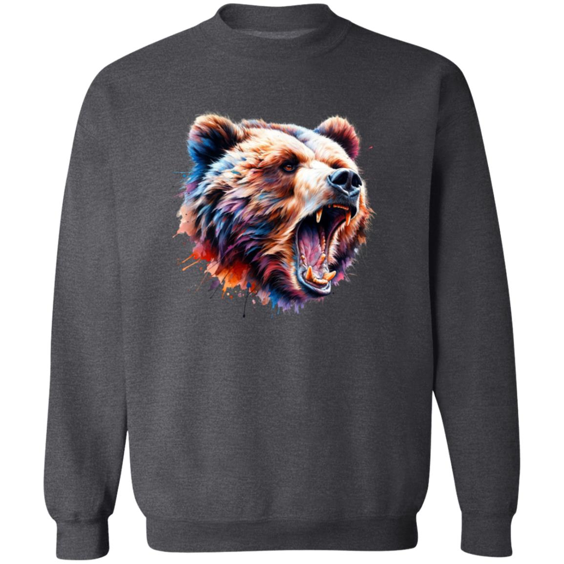 Growling Bear Color Splash Unisex Sweatshirt Black Navy Dark Heather-Family-Gift-Planet