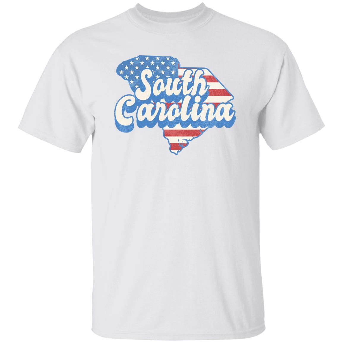 South Carolina US flag Unisex T-Shirt American patriotic SC state tee White Ash Blue-White-Family-Gift-Planet