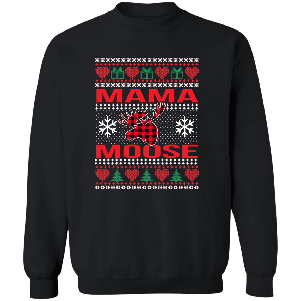 Mama Moose Christmas Unisex Sweatshirt Ugly sweater Black Dark Heather-Family-Gift-Planet