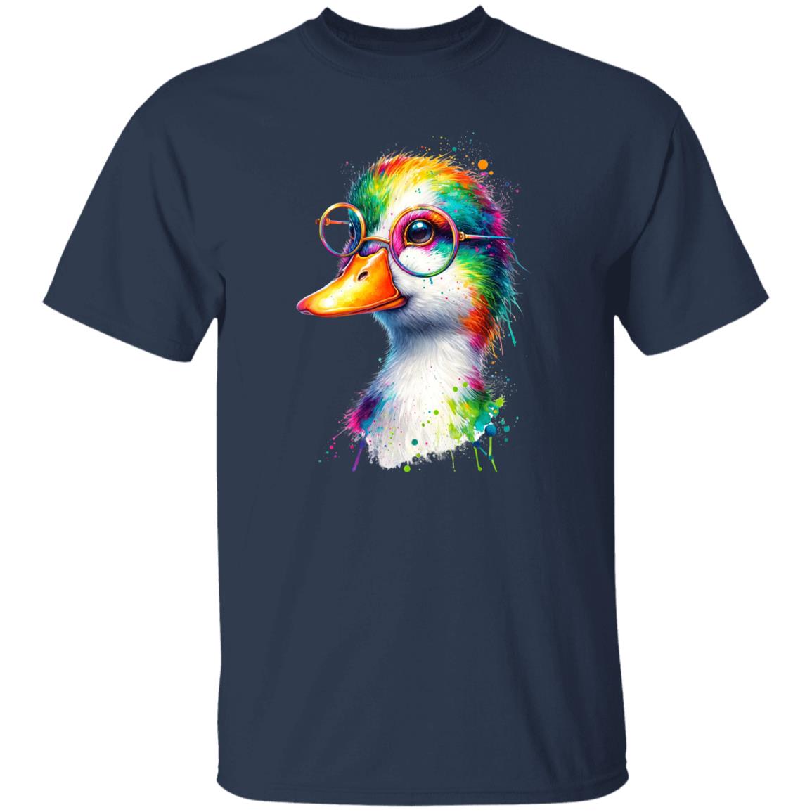 Duck with Eyeglasses Color Splash Unisex T-shirt Black Navy Dark Heather-Family-Gift-Planet