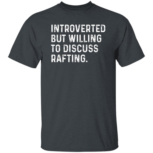 Introverted but willing to discuss Rafting Unisex T-shirt Rafter tee Black Navy Dark Heather-Dark Heather-Family-Gift-Planet