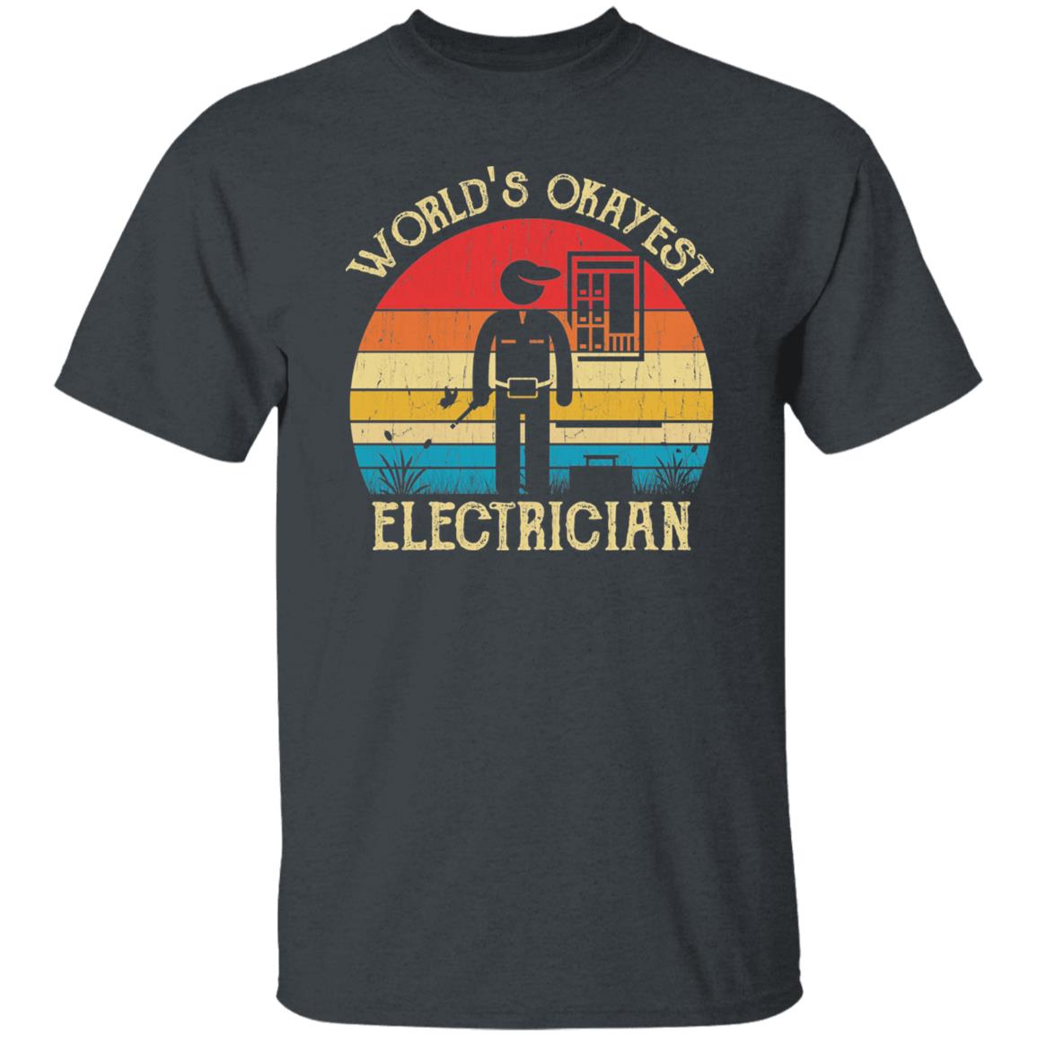 Electrician Unisex Shirt World's Okayest Barber Electrician tee Black Dark Heather-Dark Heather-Family-Gift-Planet