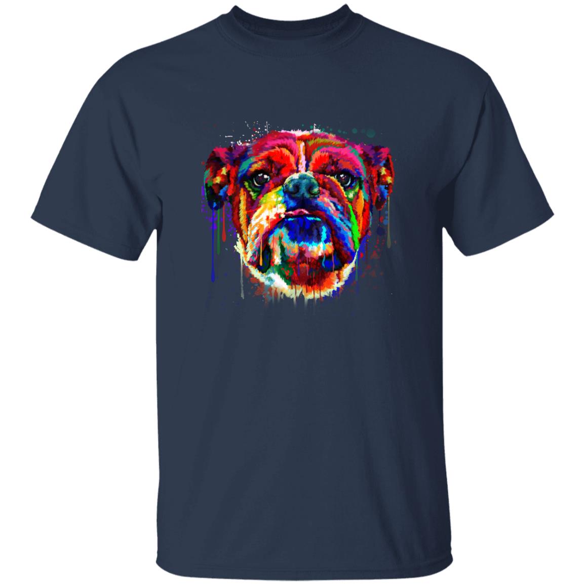 Watercolor digital art Bulldog Unisex shirt S-2XL black navy dark heather-Navy-Family-Gift-Planet