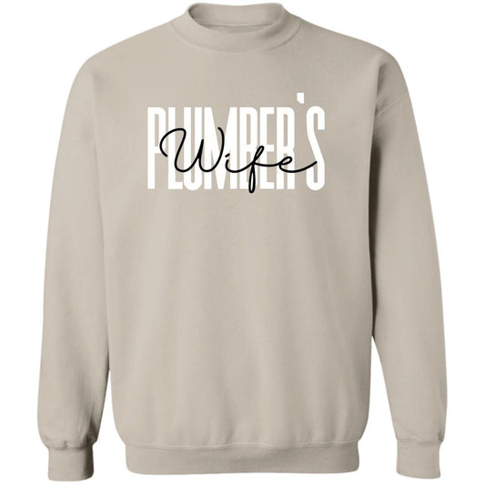 Plumber's wife Unisex Sweatshirt Crewneck Sand S-2XL-Sand-Family-Gift-Planet