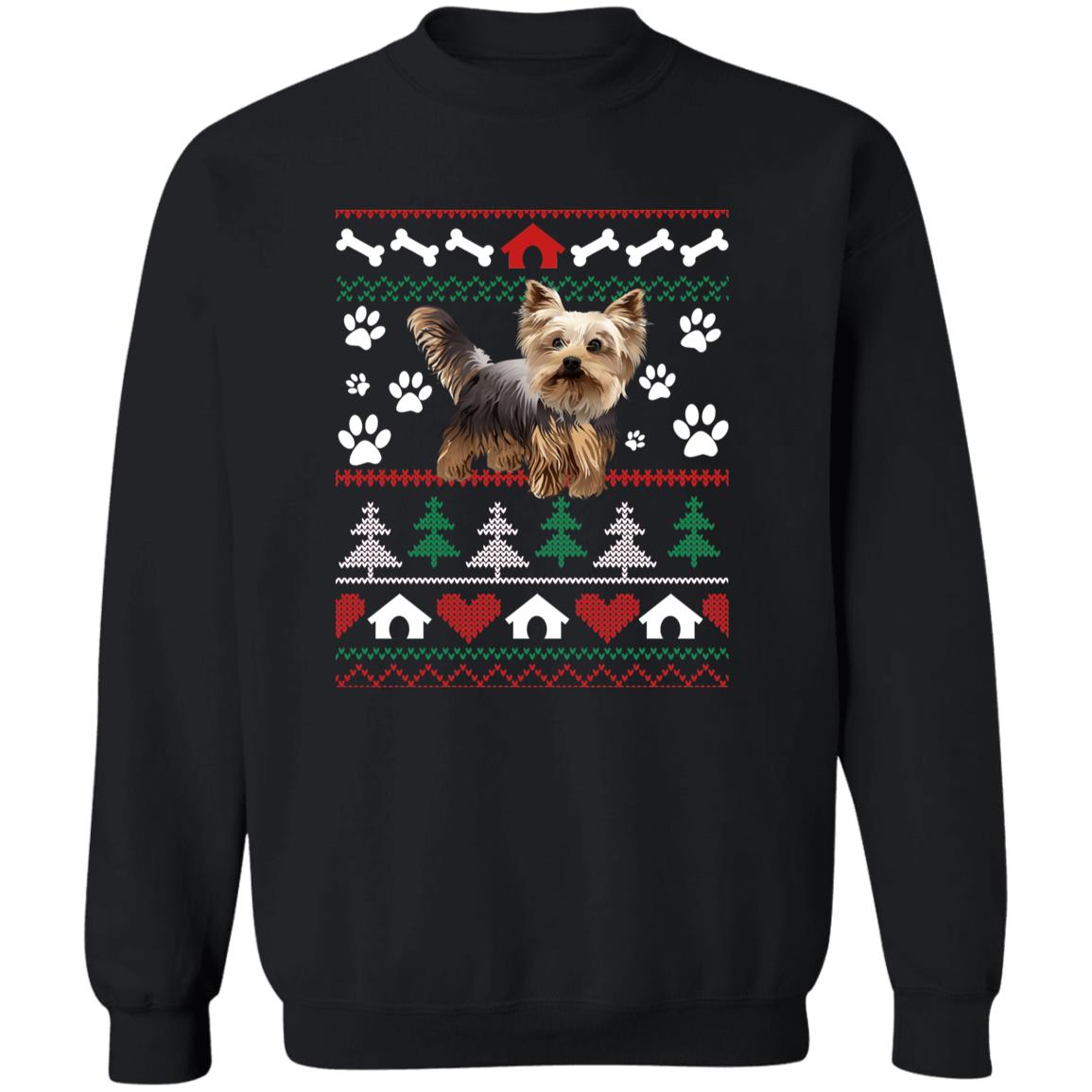 Cute dog Christmas Unisex Sweatshirt Ugly sweater Black Dark Heather-Family-Gift-Planet