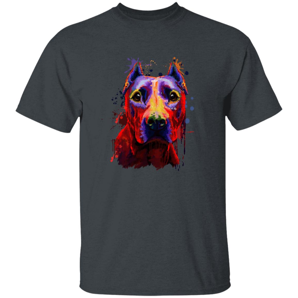 Watercolor Pitbull dog Unisex shirt S-2XL black navy dark heather-Dark Heather-Family-Gift-Planet