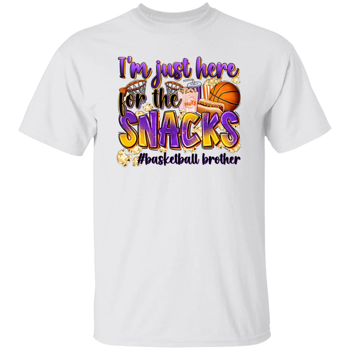 Basketball brother T-Shirt Basketball cheer I'm just here for the snacks Unisex Tee Sand White Sport Grey-White-Family-Gift-Planet