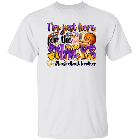 Basketball brother T-Shirt Basketball cheer I'm just here for the snacks Unisex Tee Sand White Sport Grey-White-Family-Gift-Planet