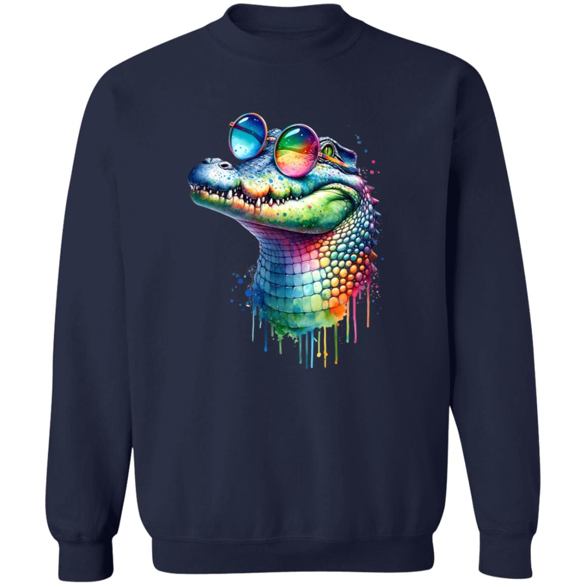 Cool crocodile with eyeglasses Color Splash Unisex Sweatshirt-Family-Gift-Planet