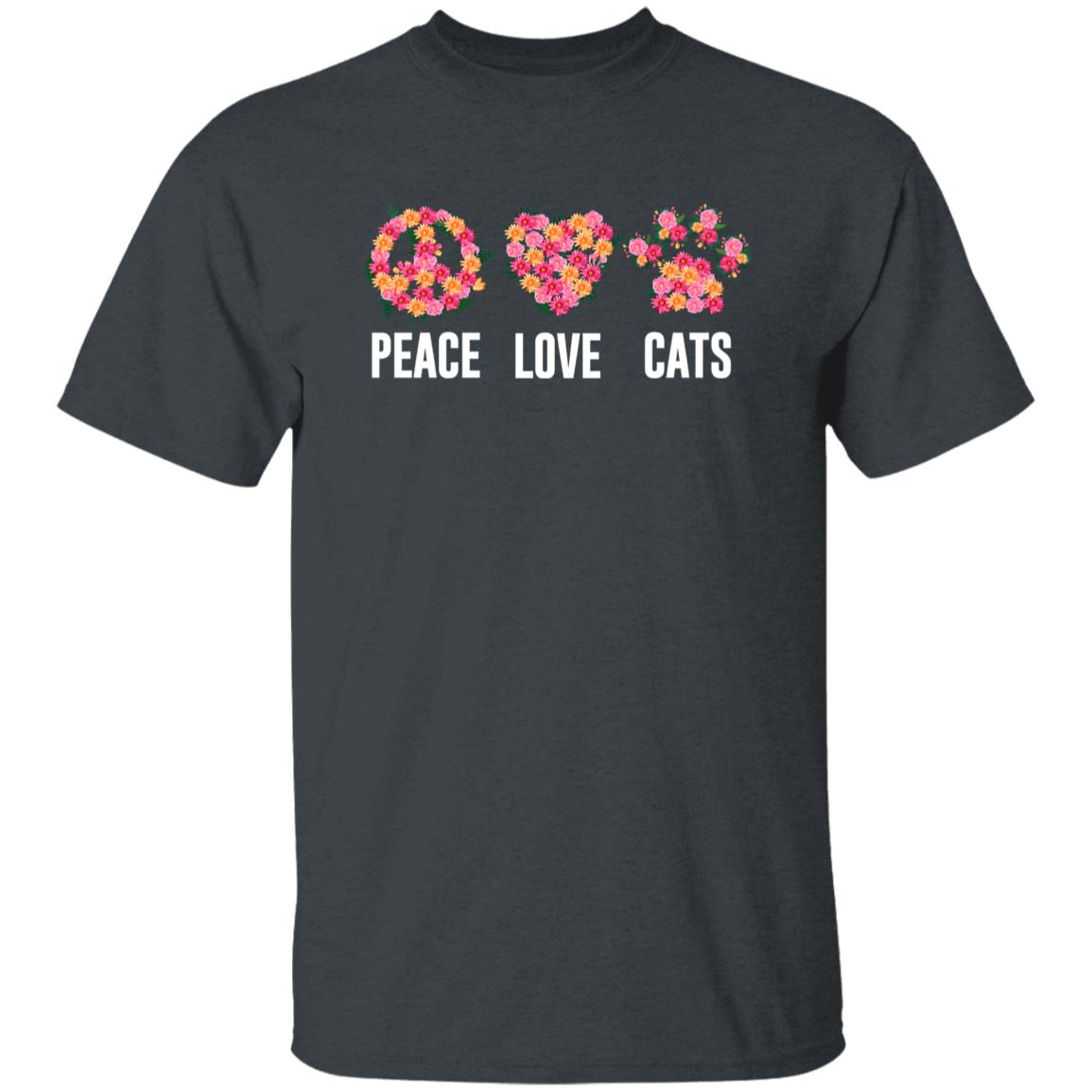 Peace love cats Unisex shirt cat owner tee Black Dark Heather-Family-Gift-Planet