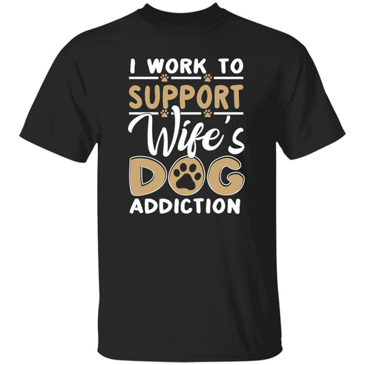 Support wife's dog addiction T-Shirt gift Dog mom husband Unisex tee Black Navy Dark Heather-Black-Family-Gift-Planet