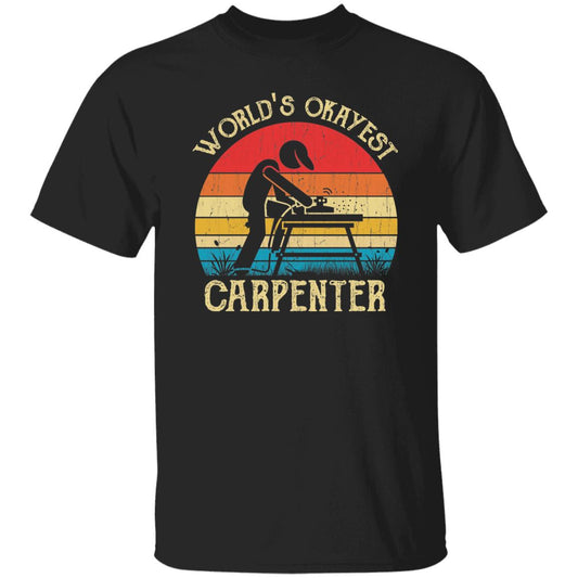 Carpenter Unisex Shirt World's Okayest Carpenter retro tee Black Dark Heather-Black-Family-Gift-Planet