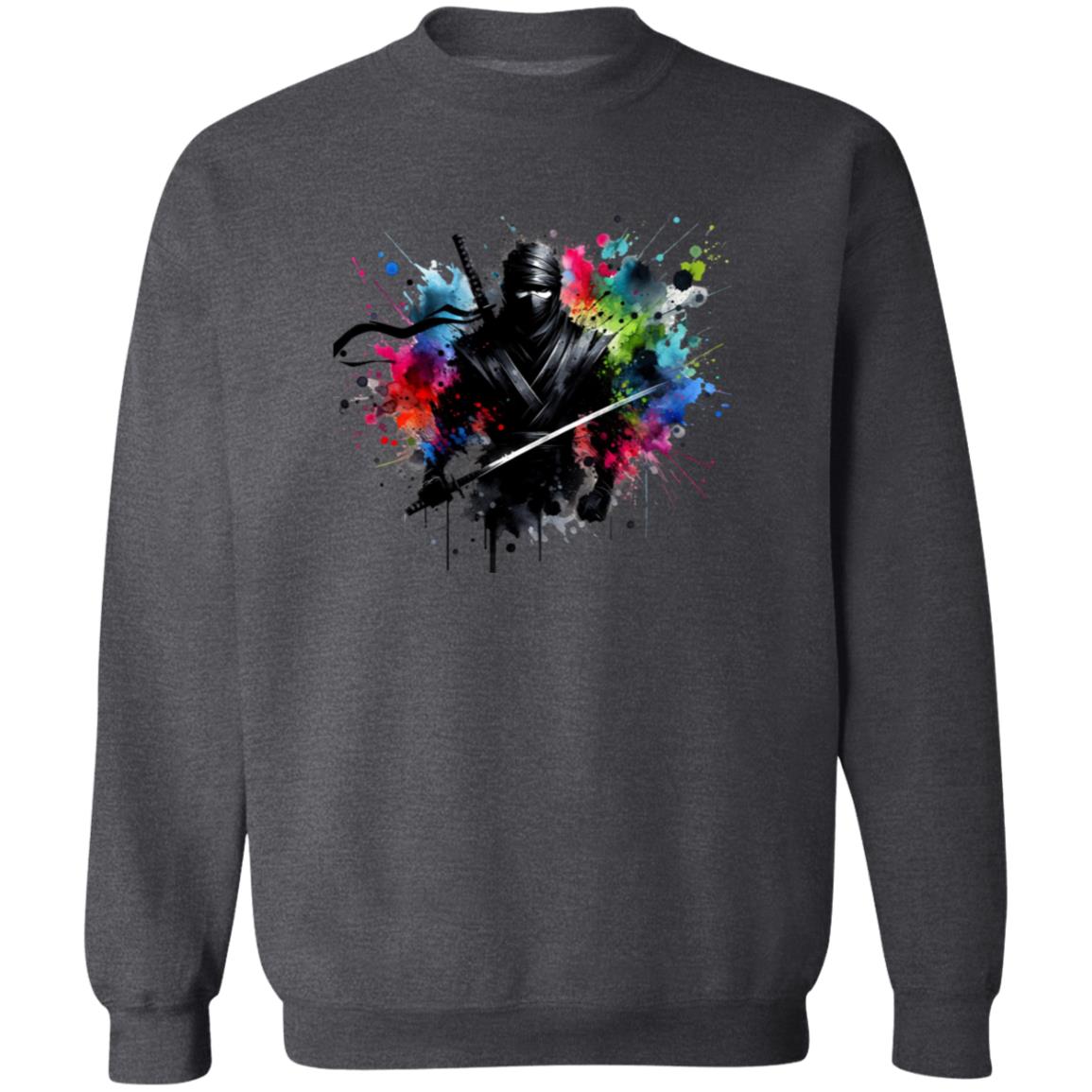 Ninja Color Splash Unisex Sweatshirt Ninja in the dark Black Navy Dark Heather-Family-Gift-Planet