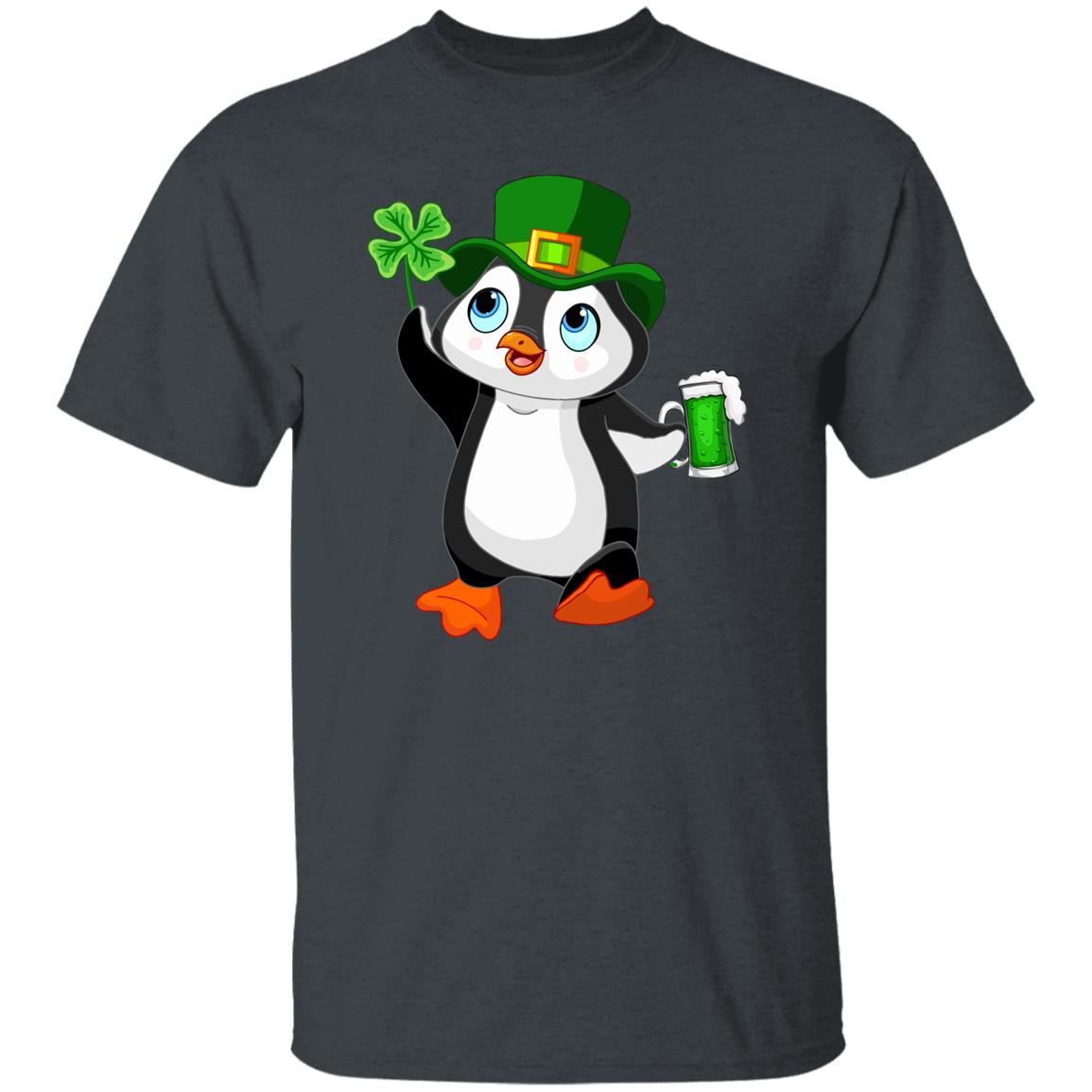 Penguin with shamrock and beer St Patrick Day Unisex t-shirt 4XL 5XL 6XL Irish Green-Dark Heather-Family-Gift-Planet