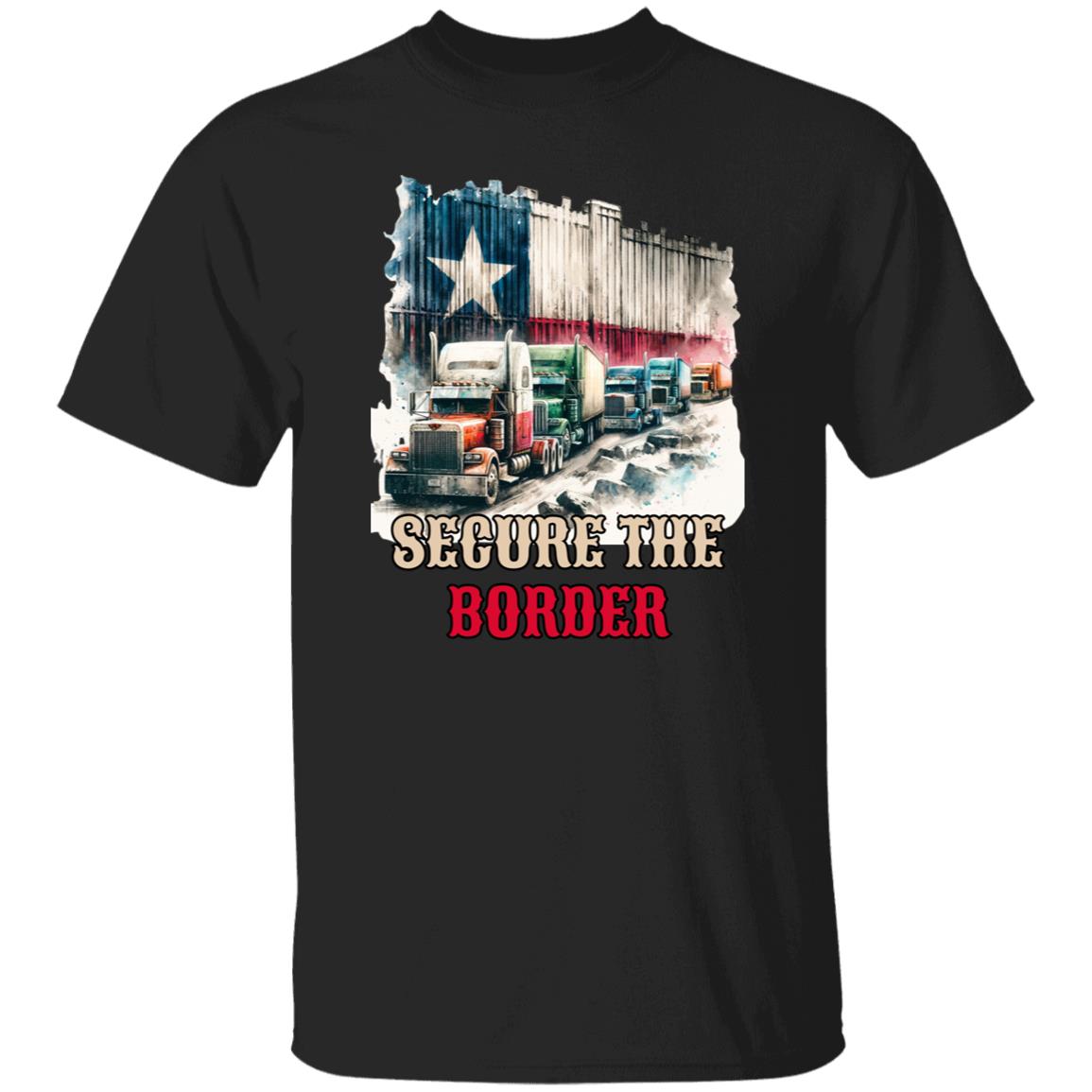 Secure the border Unisex Tshirt border truck Texas black-Family-Gift-Planet
