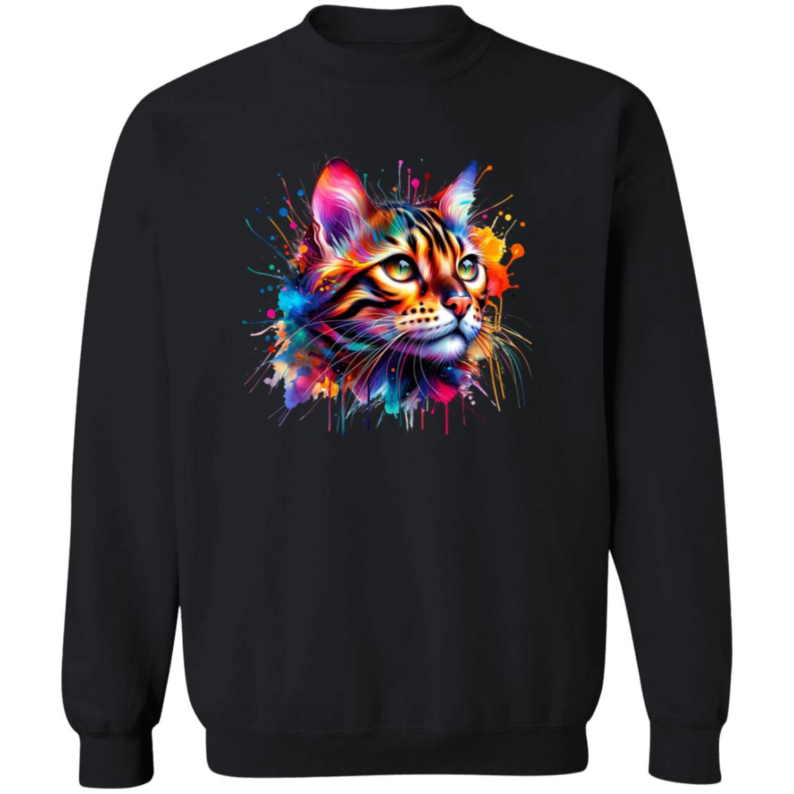 Bengal Cat mama Color Splash Unisex Sweatshirt Black Navy Dark Heather-Family-Gift-Planet