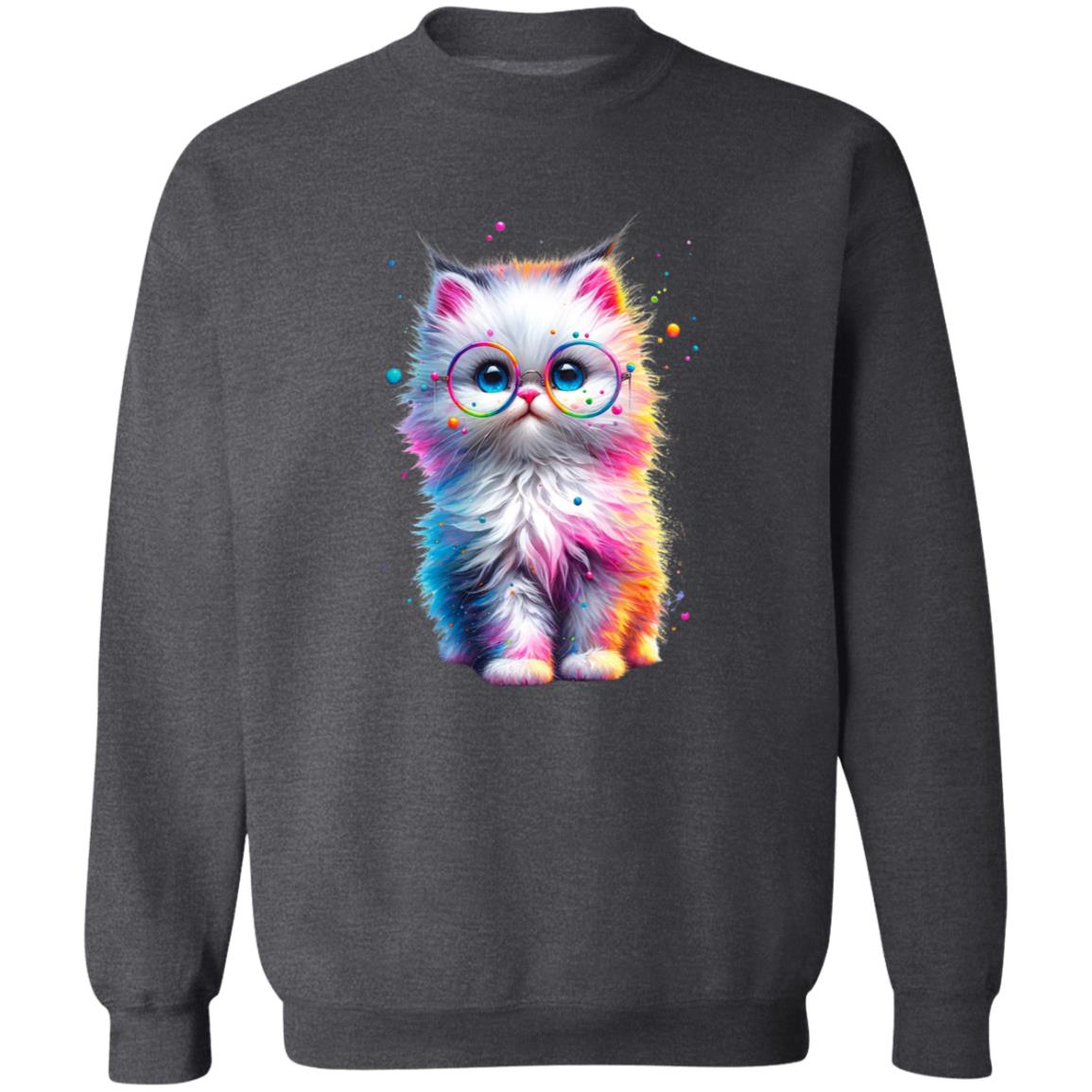 Cute fluffy kitten Color Splash Unisex Sweatshirt Black Navy Dark Heather-Family-Gift-Planet