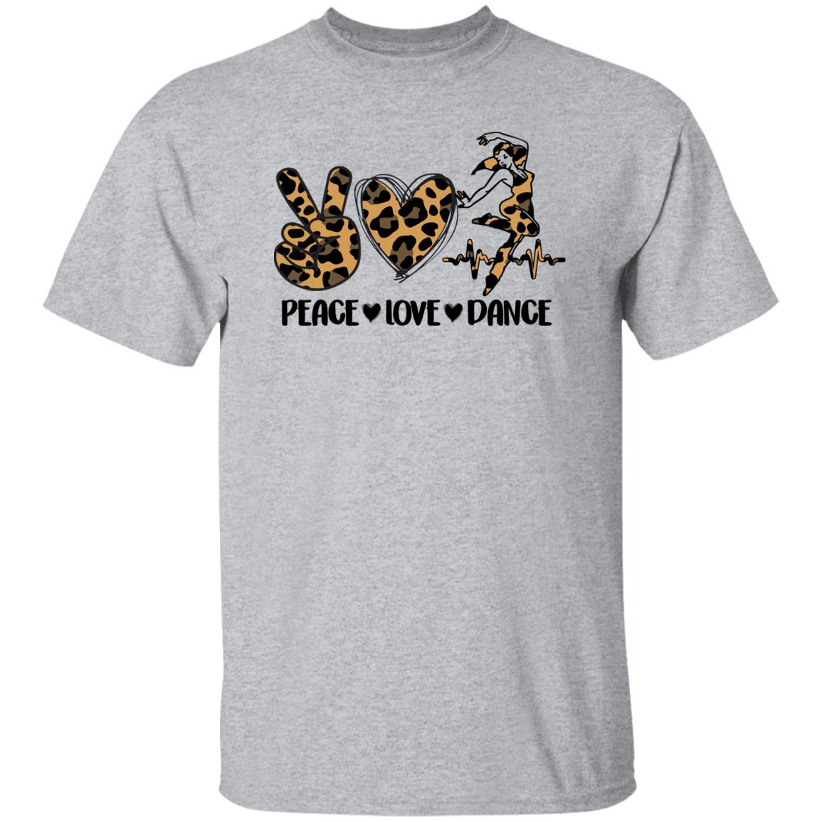 Peace Love Dance T-Shirt Leopard skin Dancer Dance Teacher Unisex Tee Sand White Sport Grey-Family-Gift-Planet