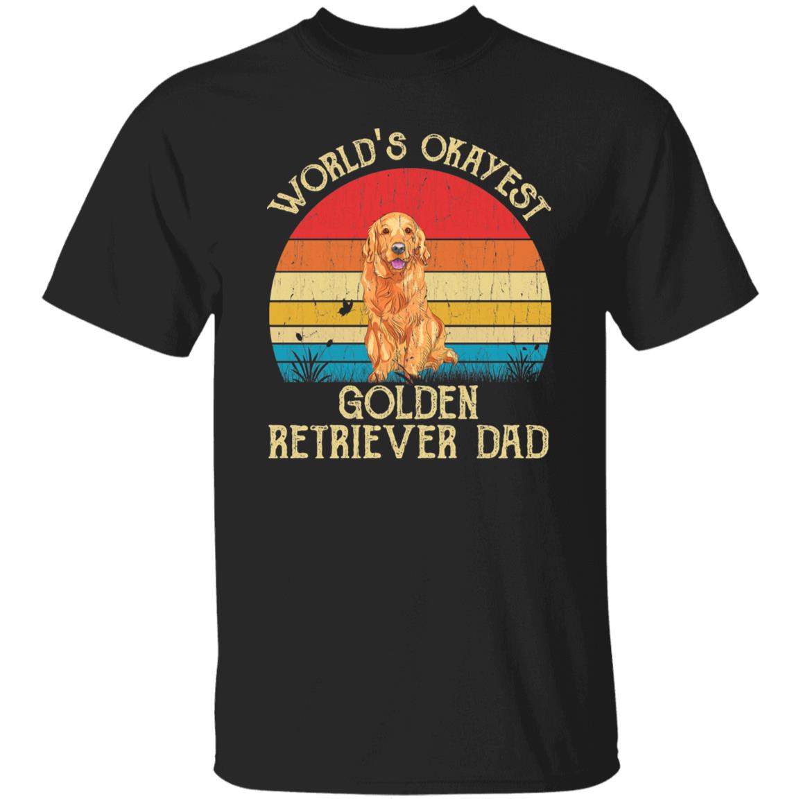 World's Okayest Golden retriever dad Retro Style Unisex T-shirt Black Navy Dark Heather-Black-Family-Gift-Planet