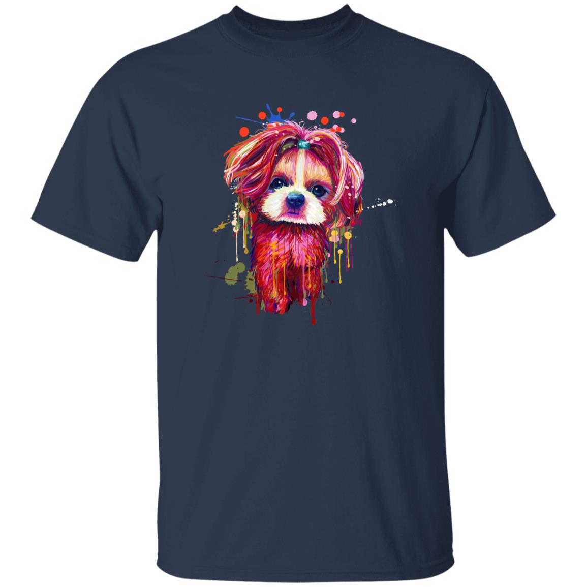 Digital Art Shih Tzu dog Unisex shirt S-2XL black navy dark heather-Navy-Family-Gift-Planet