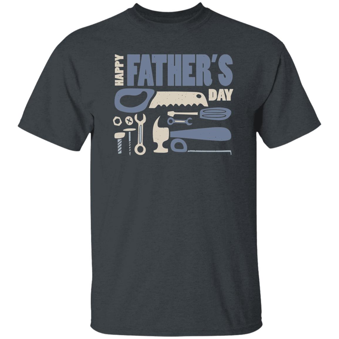 Happy Father's Day T-shirt gift for dad handyman tee black dark heather-Dark Heather-Family-Gift-Planet