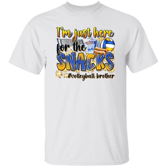 Volleyball brother T-Shirt Volleyball cheer I'm just here for the snacks Unisex Tee Sand White Sport Grey-White-Family-Gift-Planet