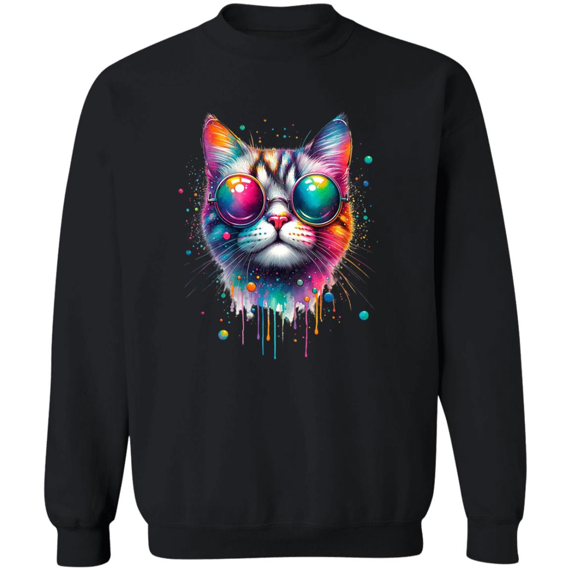 Cat with colorful eyeglasses Color Splash Unisex Sweatshirt-Family-Gift-Planet