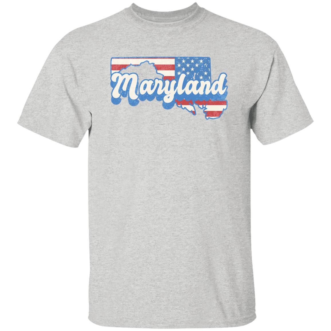 Maryland US flag Unisex T-Shirt American patriotic MD state tee White Ash Blue-Ash-Family-Gift-Planet