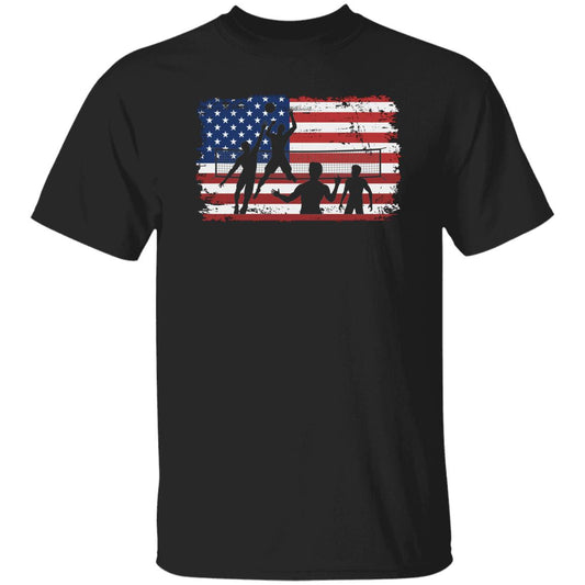 Volleyball US flag Unisex T-shirt American volleyball player tee black dark heather-Black-Family-Gift-Planet