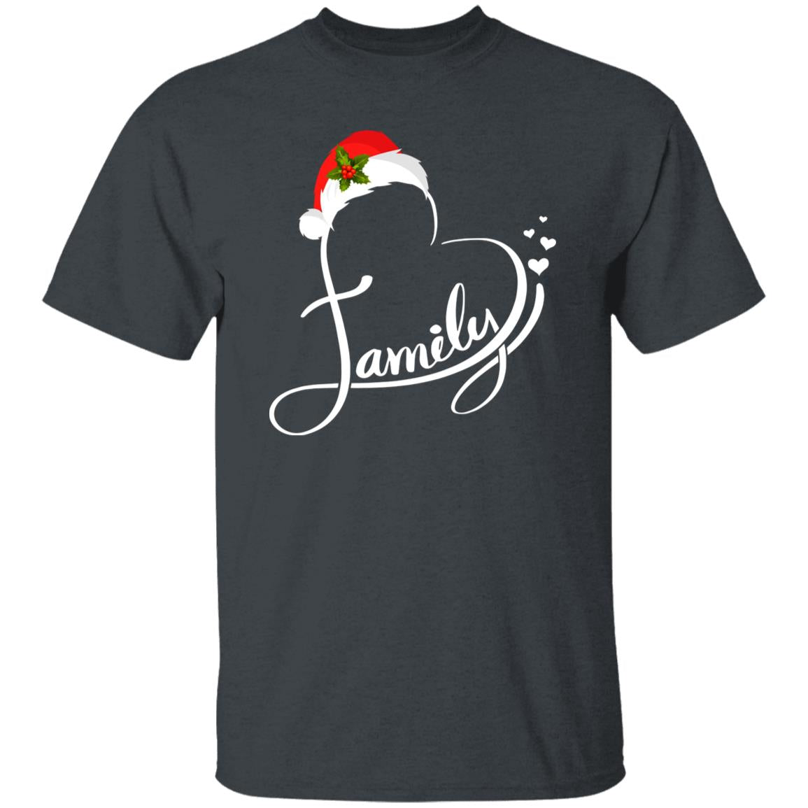 Family heart Christmas Unisex shirt family Holiday tee Black Dark Heather-Family-Gift-Planet
