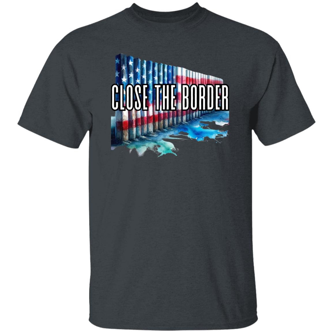 Texas support Close the border Unisex T-shirt US flag border tee Black Navy Dark Heather-Family-Gift-Planet