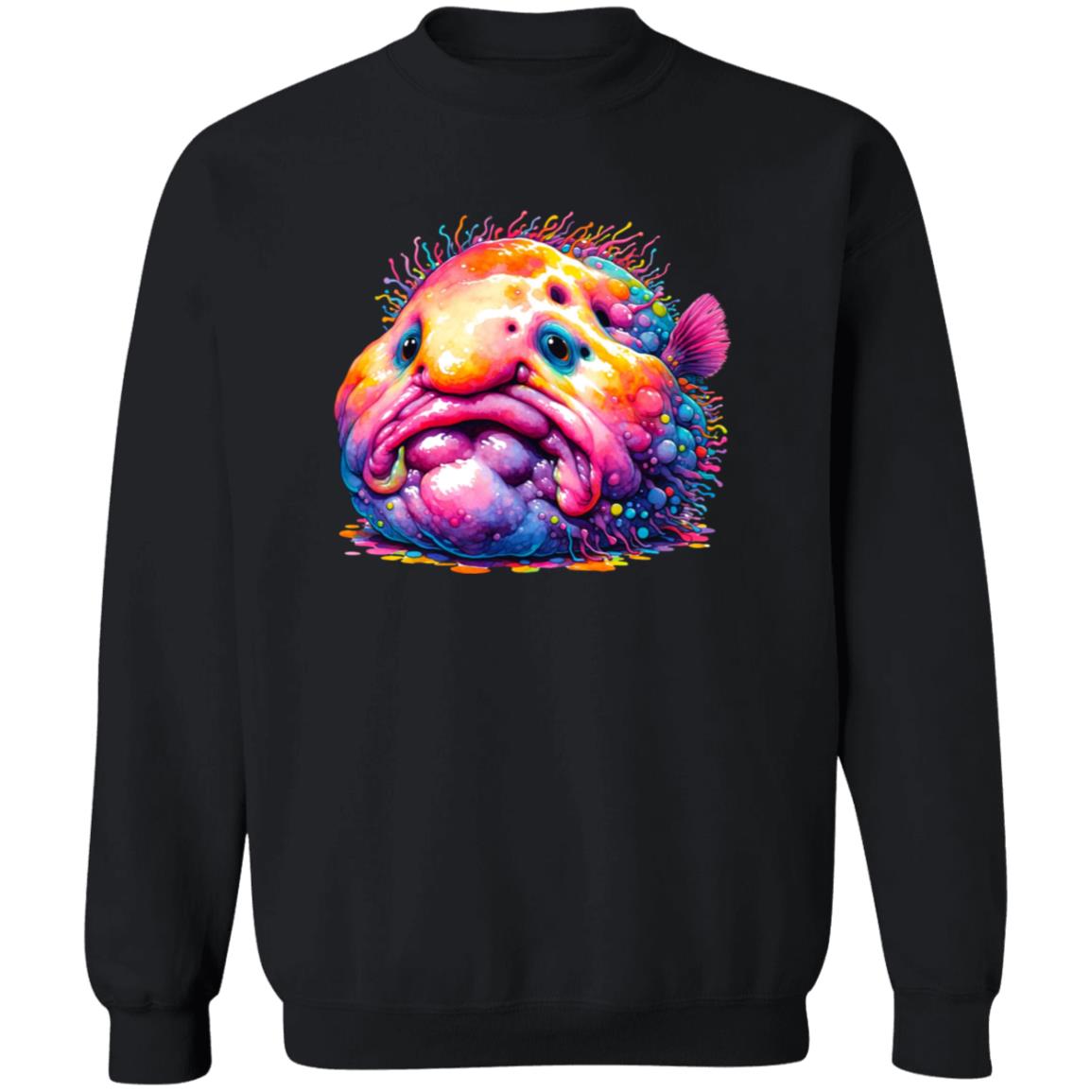Blobfish Color Splash Unisex Sweatshirt abstract Blobfish tee Black Navy Dark Heather-Family-Gift-Planet