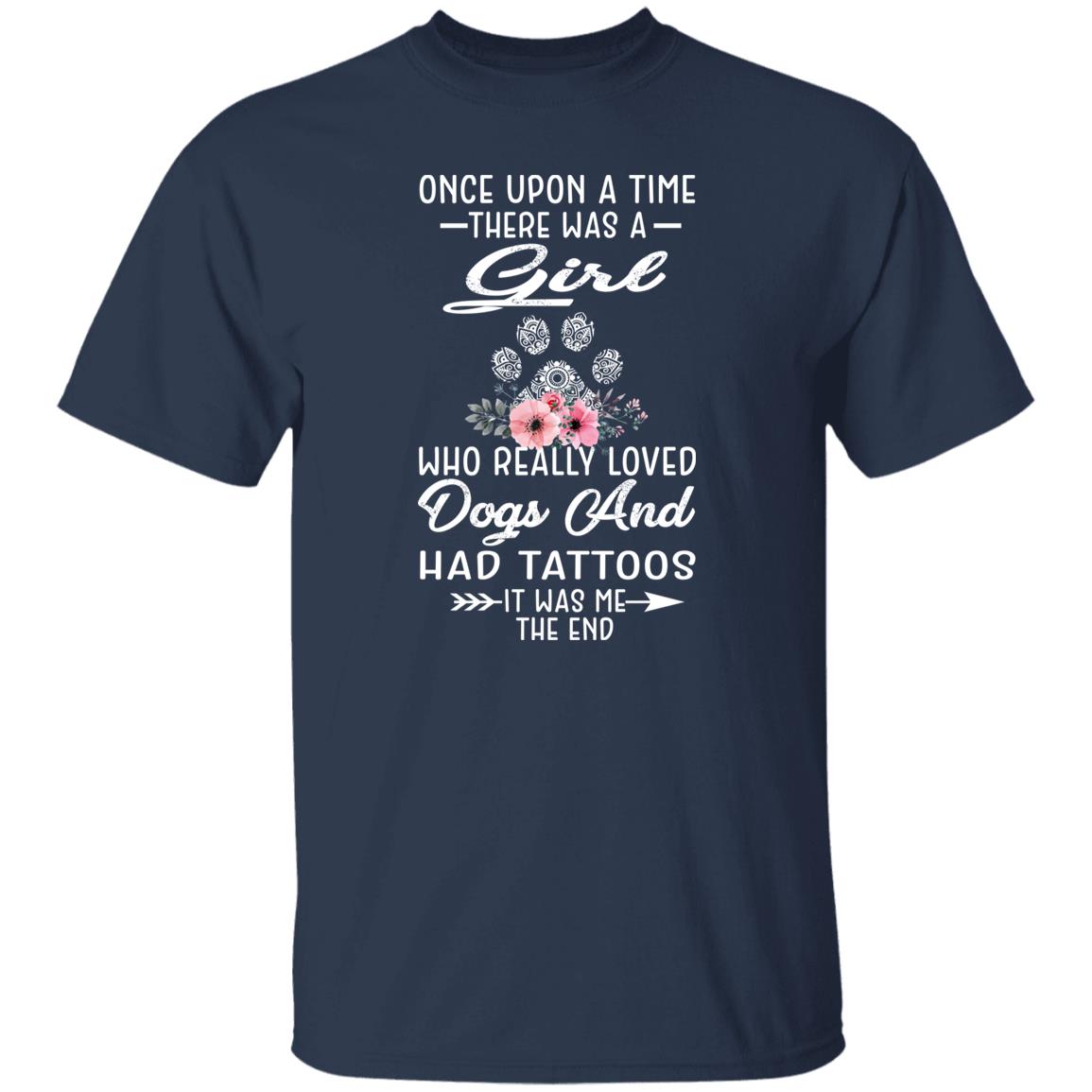 Tatoo girls love dogs T-Shirt gift Tattoed Dog mom Unisex tee Black Navy Dark Heather-Family-Gift-Planet