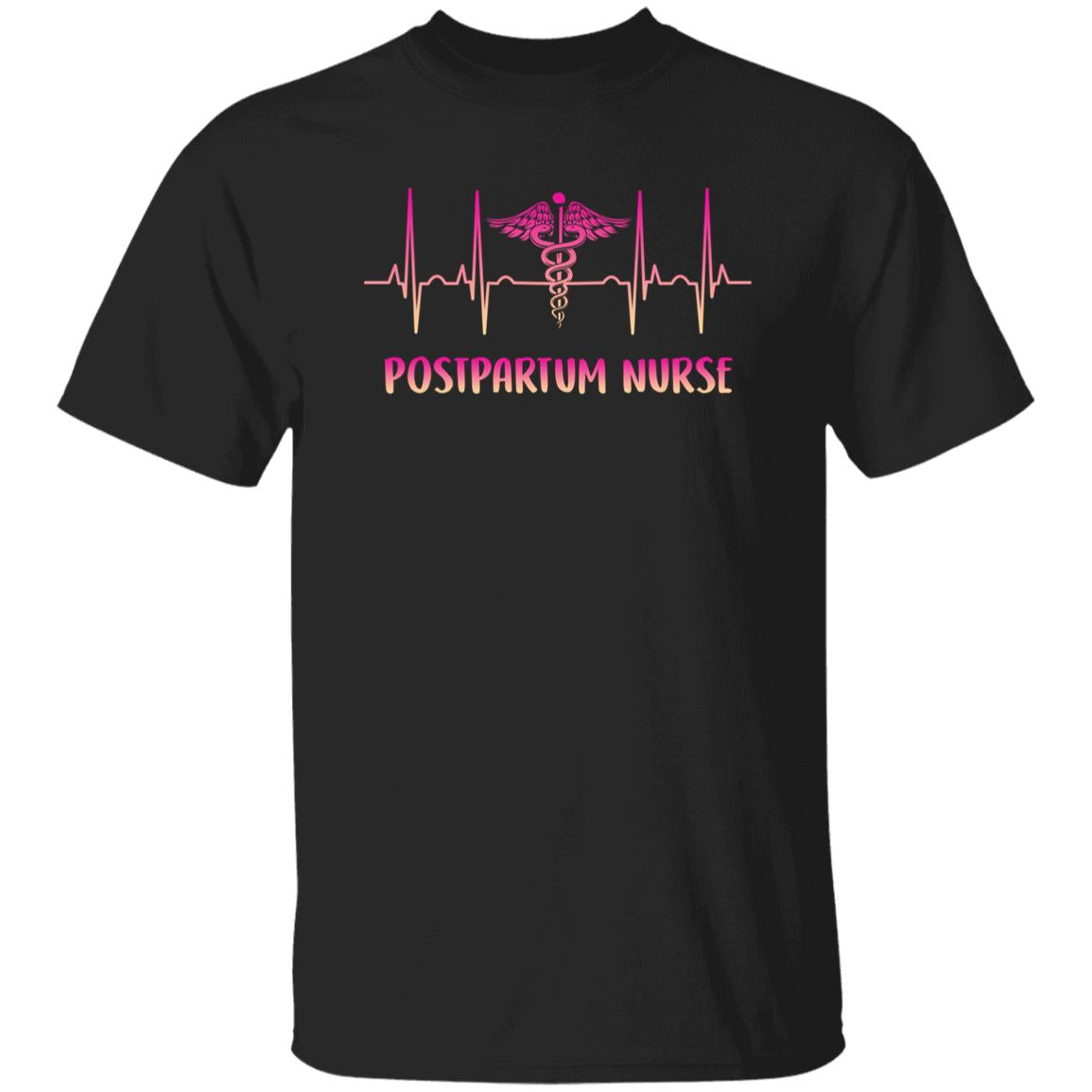 Postpartum nurse Heartbeat T-Shirt NICU midwife postpartum nurse heart beat Unisex Tee Black Navy Dark Heather-Family-Gift-Planet