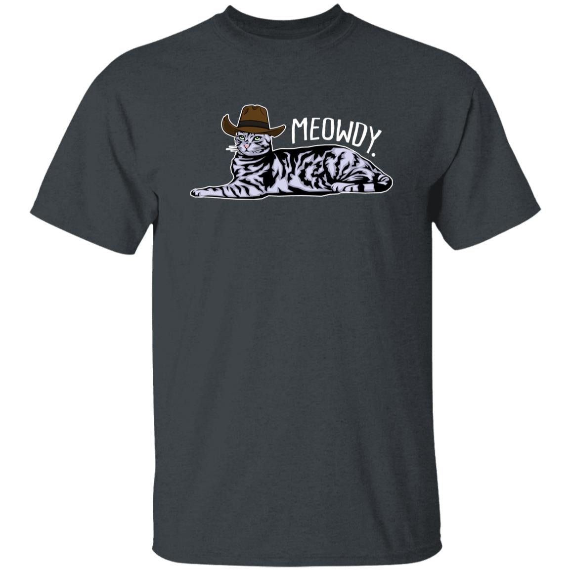 Meowdy T-Shirt gift Texas Cat with hat Cat mom Unisex Tee Black Navy Dark Heather-Family-Gift-Planet