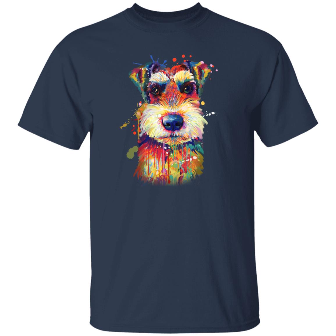 Watercolor Schnauzer dog Unisex shirt S-2XL black navy dark heather-Navy-Family-Gift-Planet