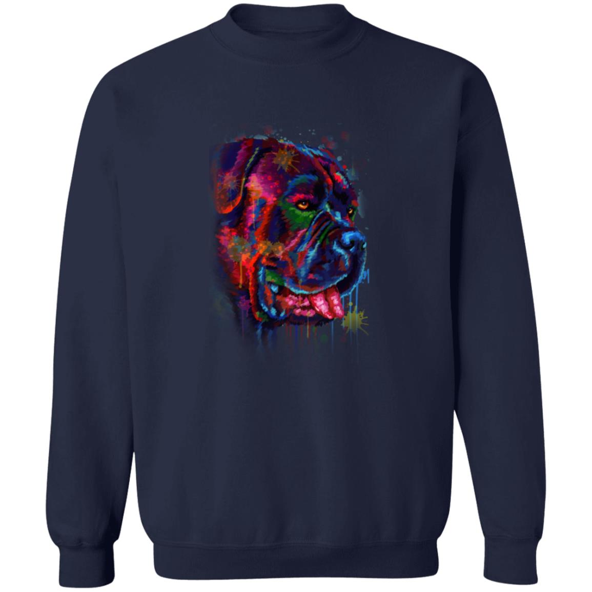 Vibrant digital Bullmastiff dog Art Unisex Crewneck Sweatshirt black navy dark heather-Family-Gift-Planet